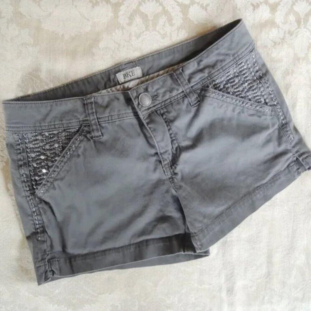 #28 BKE Gray Stretch Cotton Shorts Sequin Detail 26